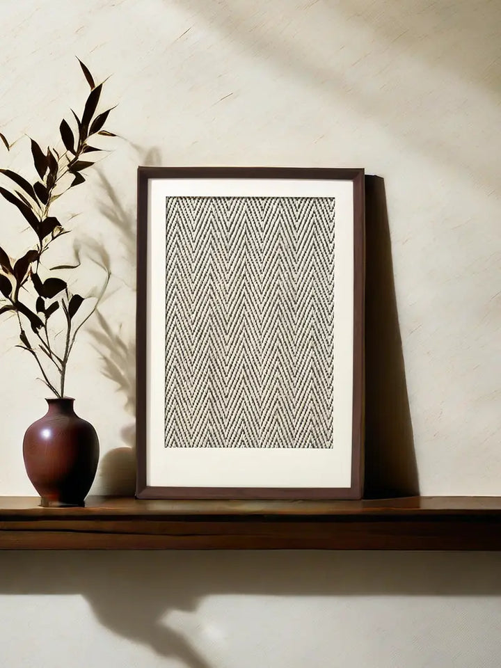 a vintage sisal cat scratching board place on the table beside a plant