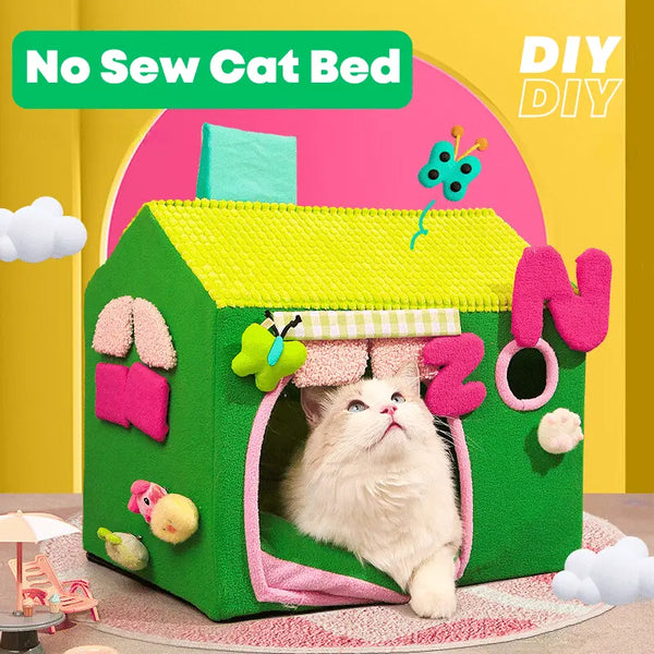 Creative Colorful No-Sew Cute Cat House